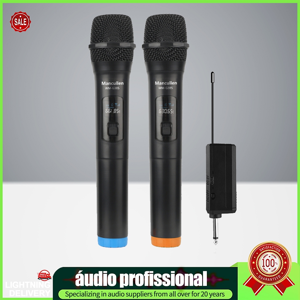 🔥 Microfone Profissional De Karaokê Uhf Portátil Duplo Sem Fio Para Videoke