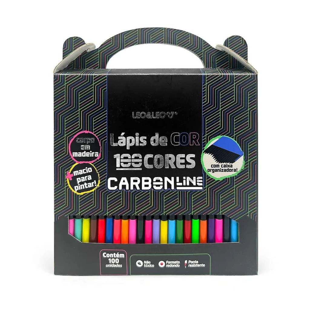 🔥 Lápis de Cor Carbon Line 100 Cores Redondo Leo&Leo Leonora Papelaria Arte Pintura Material Escolar