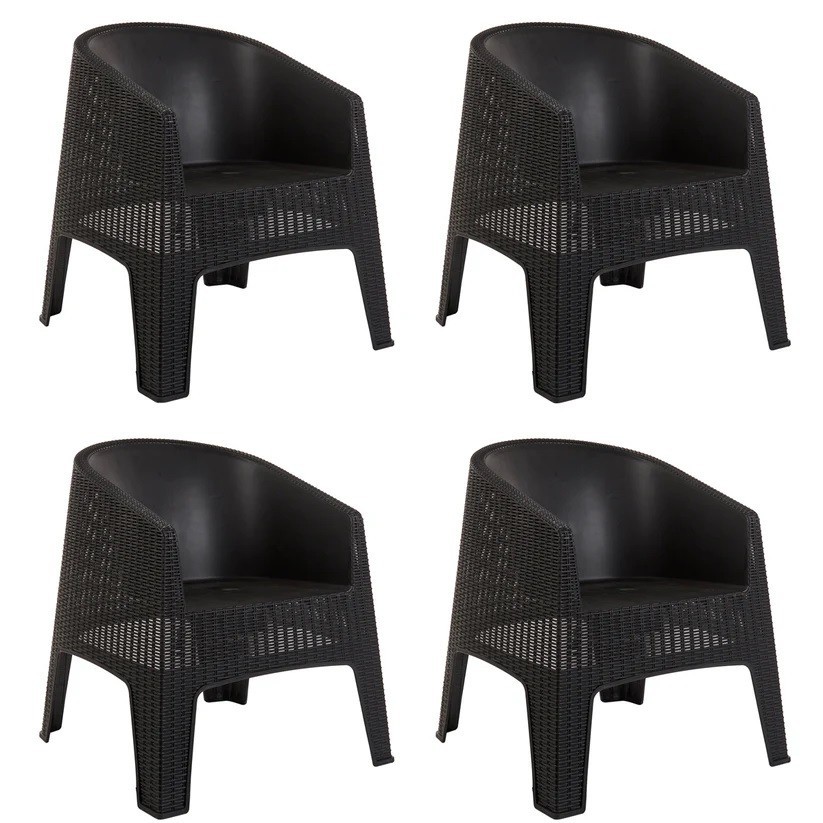 🔥 Kit 4 Poltronas Fibra Sintética Rattan Ibiza Garden Life