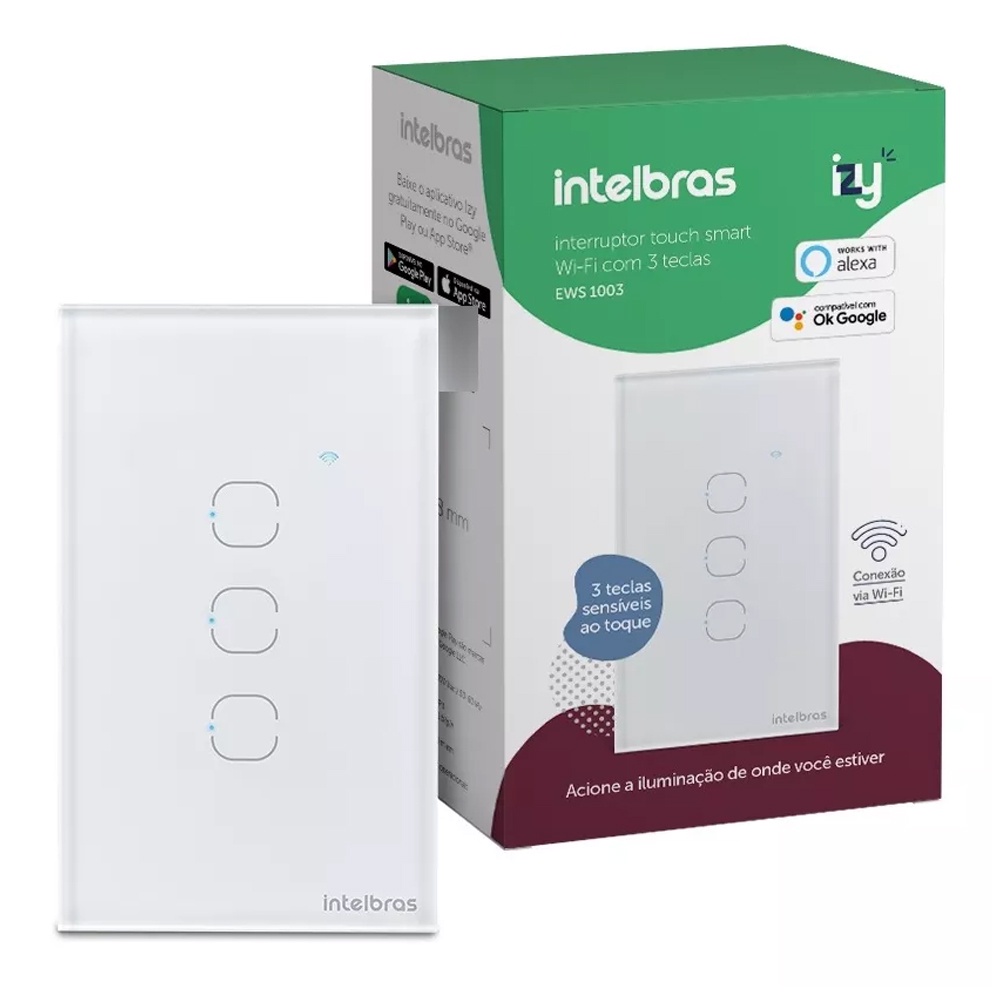 🔥 Interruptor Smart Inteligente Touch Wi-fi 3 Teclas Ews 1003 Intelbras