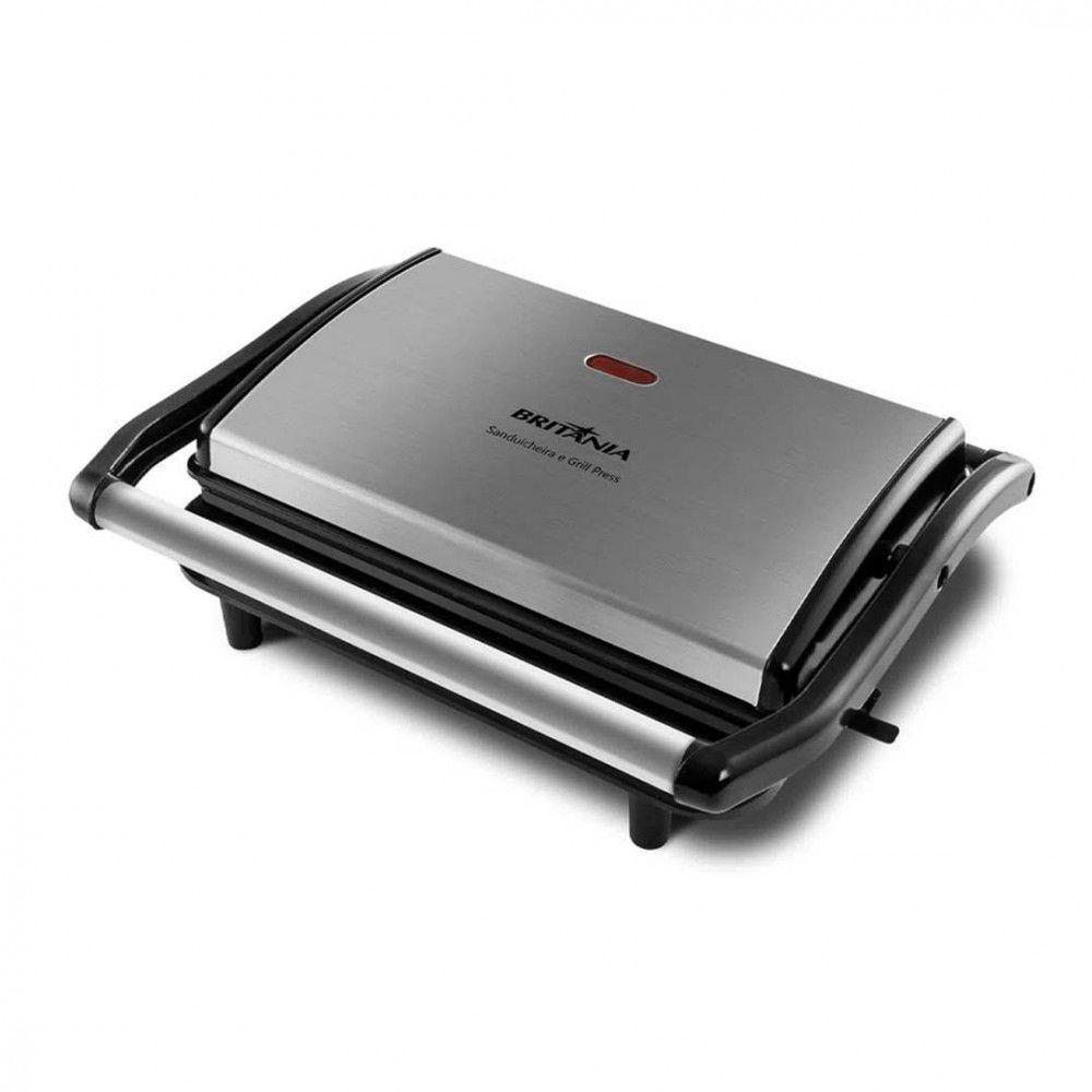🔥 Grill E Sanduicheira Britânia Bgr27I Press 2 Em 1 Preto 220V