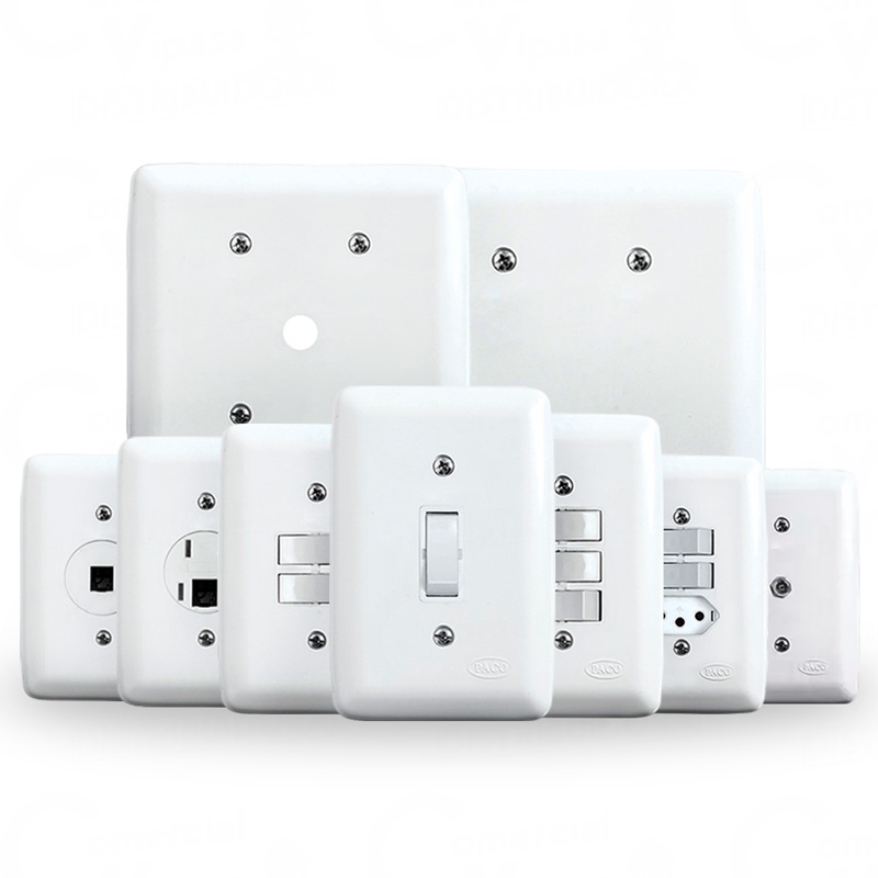 🔥 Tomadas E Interruptores Embutidos Linha Rubi Branca Plástico 250V Bivolt Profissional Casa Energia