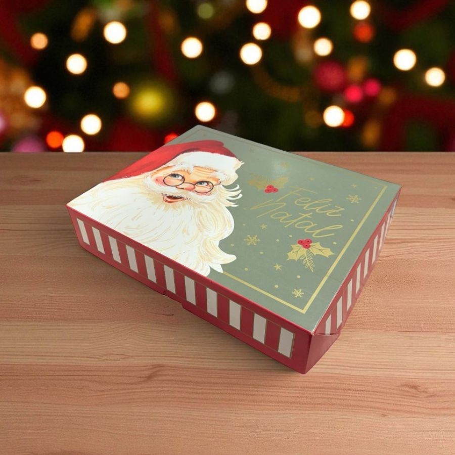 🔥 Caixa Retangular para Presente – Tampa/Fundo New – Natalino P 17×13,5×4,5cm – 1 unidade – Cromus – Rizzo