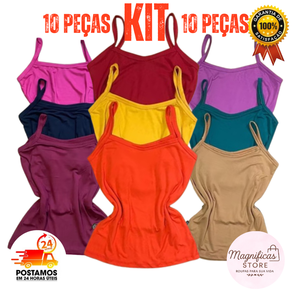 🔥 Kit 10 Blusa Regata Alcinha Em Malha Suede Blusinha de Alcinha Confortável Kit Blusinha