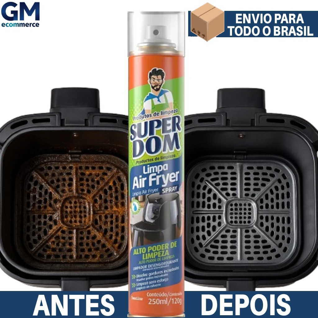 🔥 Limpa Air Fryer Spray 250ml Super Dom – Remove Gordura Pesada, Limpeza Rápida e Fácil Uso