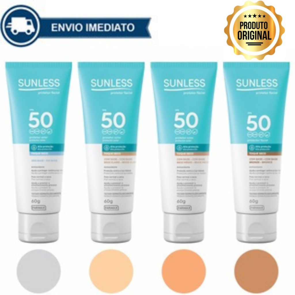 🔥 Protetor Solar Facial FPS 50 Toque Seco Sunless com Base Alta Proteção Efeito Natural Envio Imediato