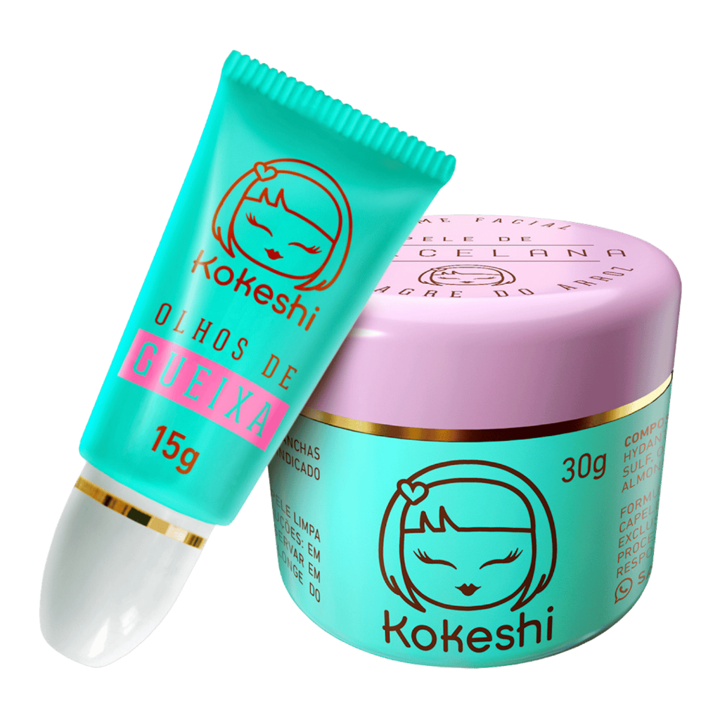 🔥 Kit Dupla Renovadores Faciais Kokeshi Pele Porcelana Olhos Gueixa