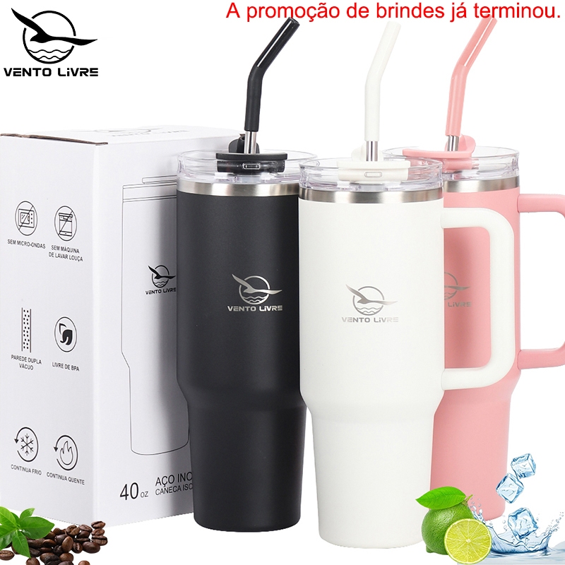 🔥 VENTO LIVRE Copo Térmico Inox Portátil 1200ml/1,2L Garrafa Térmica Inoxidável com Tampa e Canudo（Sem brindes 90ml）