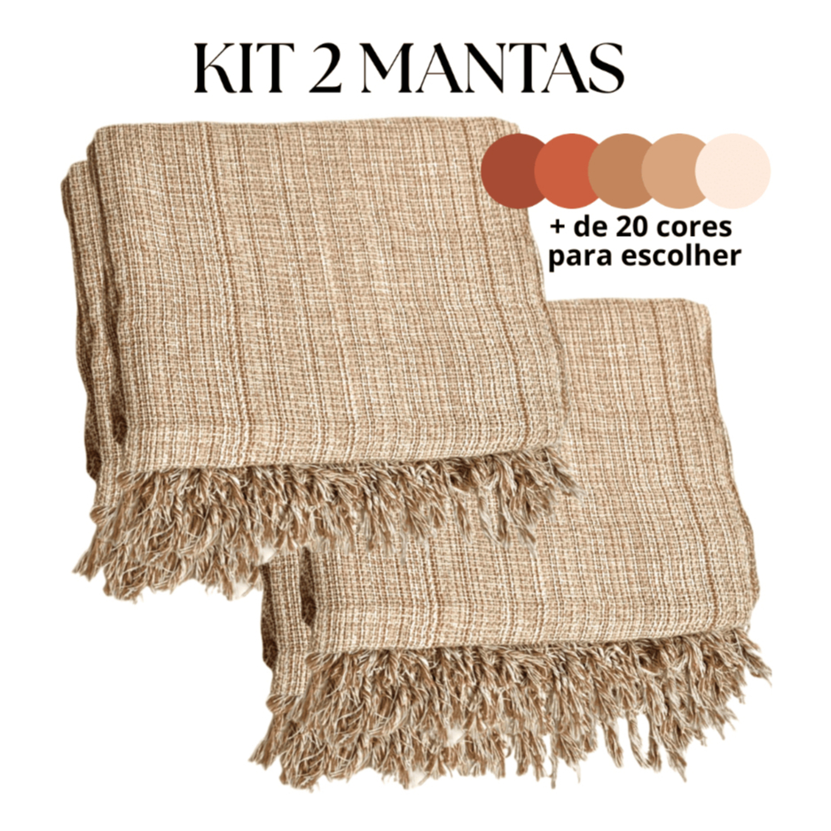 🔥 Kit 2 Mantas Decorativas Para Sofá Luxuosa Tamanho 210X120 Tecido 100% Algodão Casa Nova Elegante