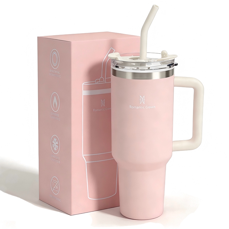 🔥ROMANTIC CROWN Copo Térmico Portátil 1200ml/600ml com Tampa e Canudo Garrafa Térmica Inoxidável À prova de vazamentos