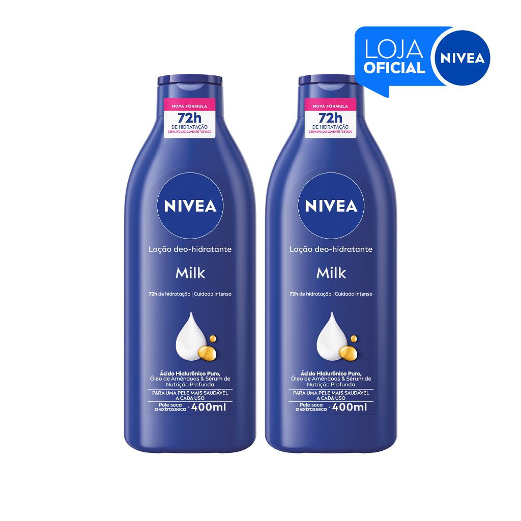🔥 KIT NIVEA Loção Hidratante Milk Pele Seca a Extrasseca 400ml 2 Unidades BBB 26