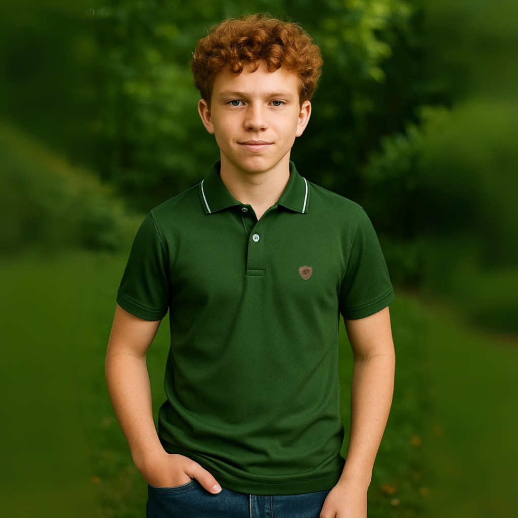 🔥 Camiseta Gola Polo Infantil VERDE MILITAR ou VERDE MUSGO Tecido PREMIUM Entrega SÃšPER RÃPIDA