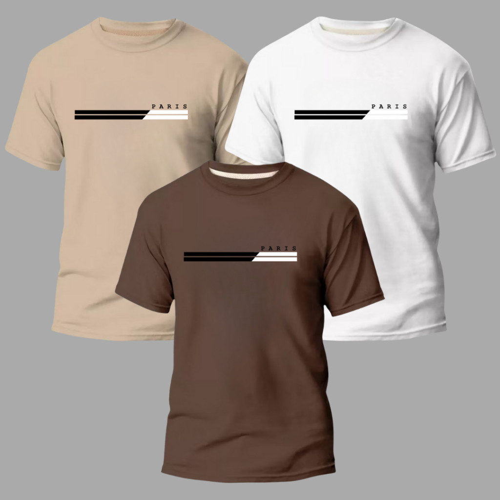 🔥 Kit 3 Camisas Masculinas 100% Algodão Premium Conforto Moda Casual Street Paris